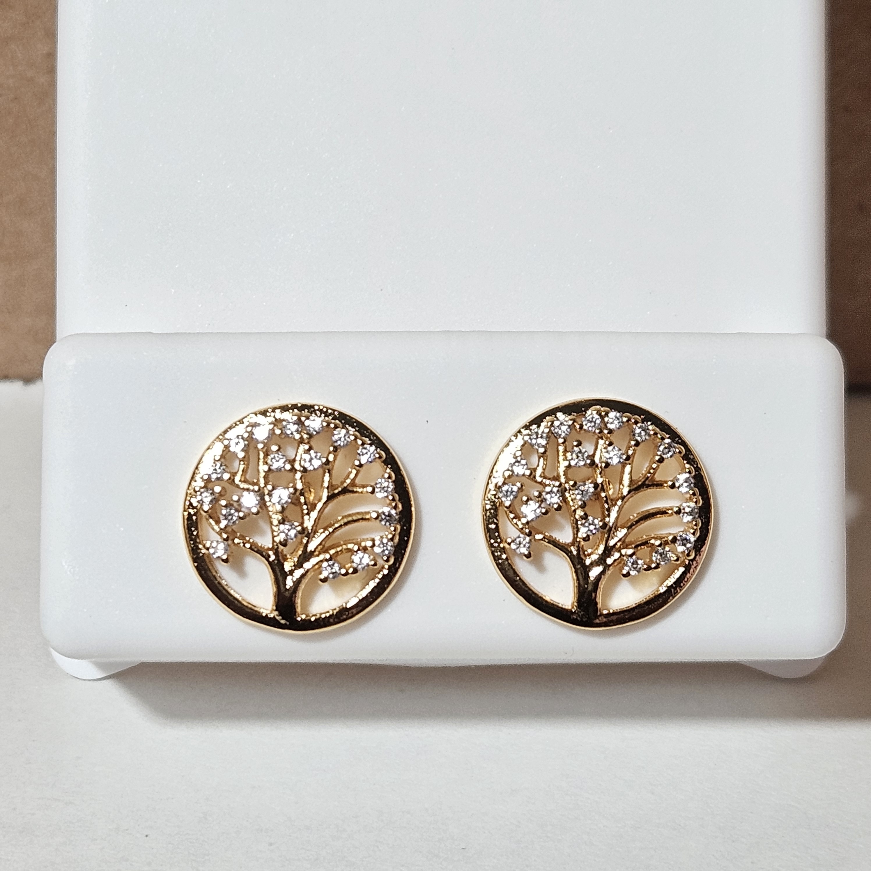 Moissanite Gold Tree Of Life Studs Earrings